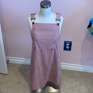 Pink corduroy overall dress